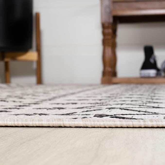 JONATHAN Y Moroccan Geometric Indoor Outdoor Square Area Rug 3X3 Cream/Black - Image 5