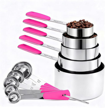 Bopei Measuring Cups and Spoons Set Stainless Steel 10 Piece by Bopei