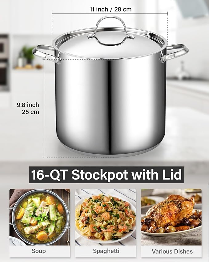 Cooks Standard 18/10 Stainless Steel Stockpot 16-Quart, Classic Deep Cooking - Image 3