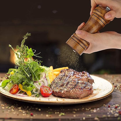 Pepper Grinder - 5 inch Pepper Mill Pepper Grinder Refillable Oak Salt and - Image 2