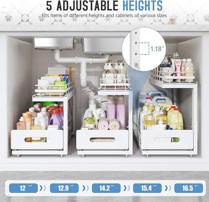 Under Sink Organizer Upgrade To Professional Rails, 2-Tier Dual Pull Out - Image 6