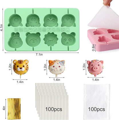 Juome Cake Pop Mold Kit, 2 Pack 16 Cavities Animal Shape Cakesicle Molds - Image 2