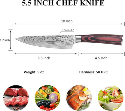 Sunnecko 5.5 Inch Small Chef Knife, High Carbon Stainless Steel Professional - Image 3