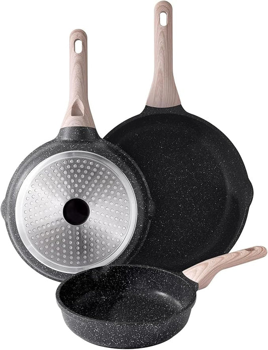 Kordisen Nonstick Frying Pan Set, 3 Piece Skillet Set, Healthy Induction by Kordisen