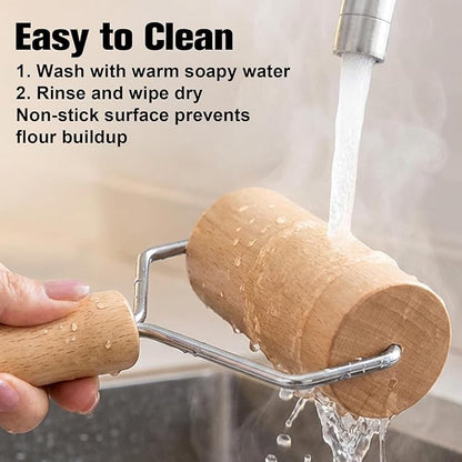 2 Pack Small Rolling Pin Wooden Dough Roller Pizza French Mini Baking roller Set - Image 6