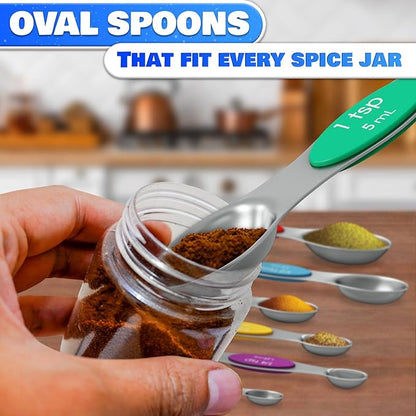 8 Pcs Magnetic Measuring Spoons Set Stainless Steel – Magnet Measuring Spoons - Image 6