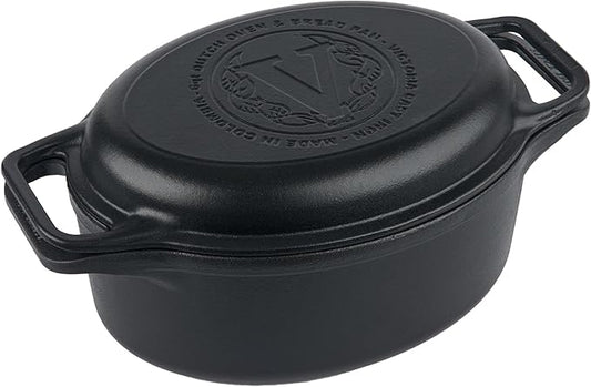 Victoria 6-Quart Cast Iron Oval Dutch Oven, Combination Combo Cooker Pot and by VictoriaCastIron