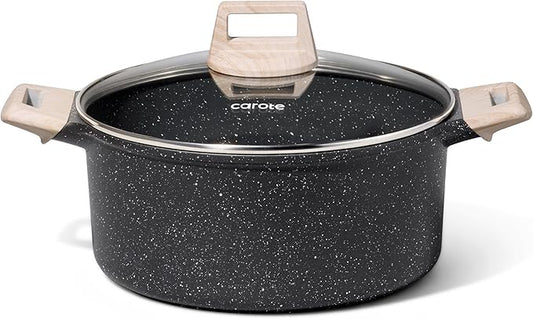 CAROTE Nonstick Stock Pot with Lid Soup Pot, 6 Quart Casserole with Lid by CAROTE