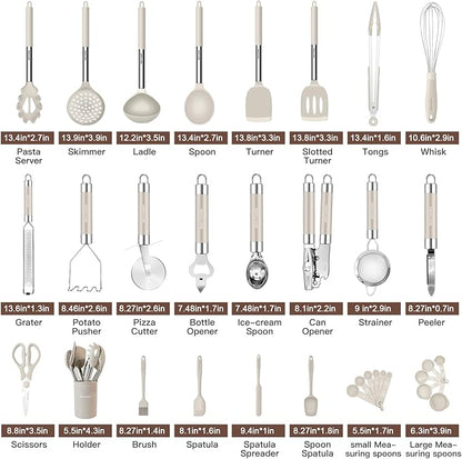 Kitchen Utensils Set-Silicone Cooking Utensils-33pcs Non-Stick Silicone Cooking - Image 2