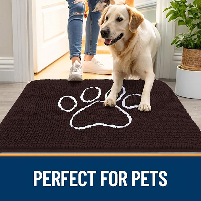 OLANLY Dog Door Mat for Muddy Paws 54x24, Paw Print Design, Absorbs Moisture - Image 6