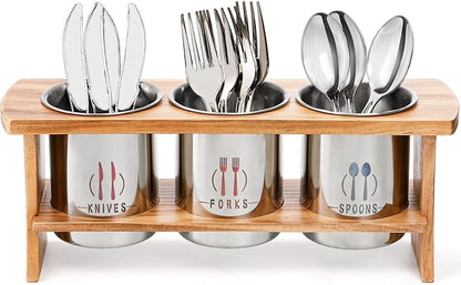 Lyellfe Silverware Holder for Countertop, Stainless Steel Cutlery Utensil by Lyellfe