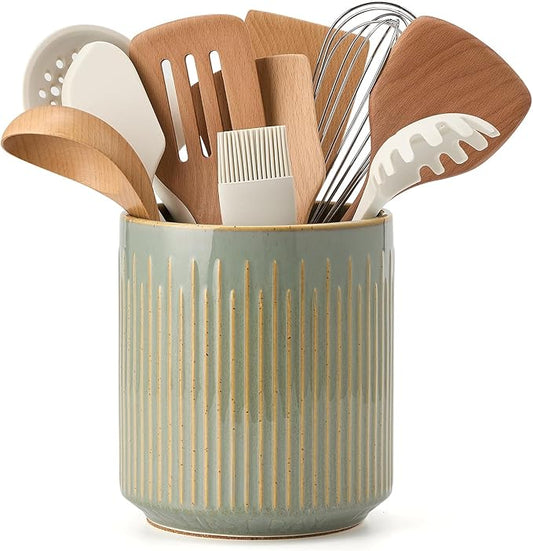 JIEMEI HOME Kitchen Utensil Holder, Ceramic Stable Utensil Crock by JHJIEMEIHOME