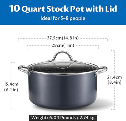 BEZIA 10 Quart Cooking Pot, Large Non Stick Induction Stock Pots - Image 2