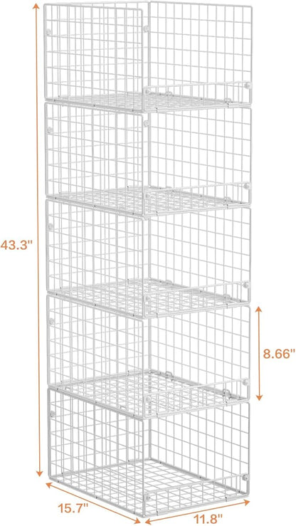 5-Tier Stackable Closet Storage Shelves, Closet Organizers and Storage Basket - Image 3
