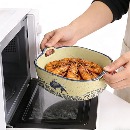 2 Pack Ceramic Baking Dish, 6.7-inch Vintage Fish Design Square Baking Dishs - Image 2