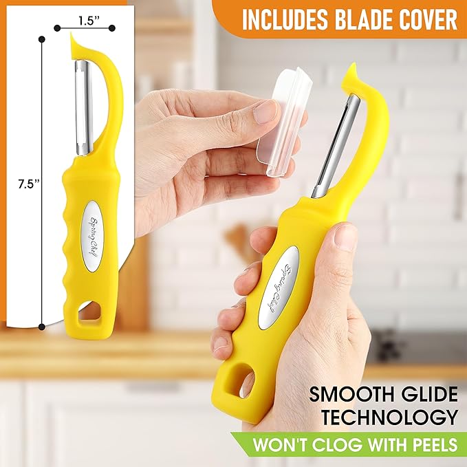 Spring Chef Premium Stainless Steel Yellow Swivel Potato Peelers - Image 3