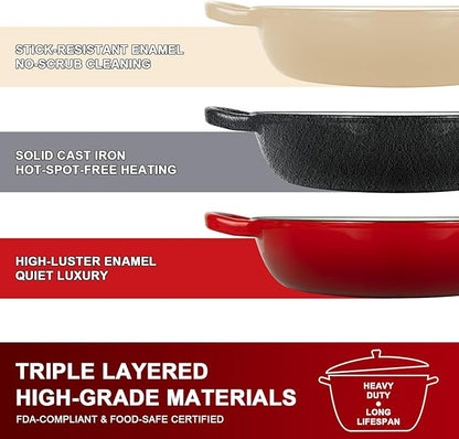 AHJ 6QT Dutch Oven For Bread Baking, Enameled Cast Iron Dutch Oven Pot - Image 3