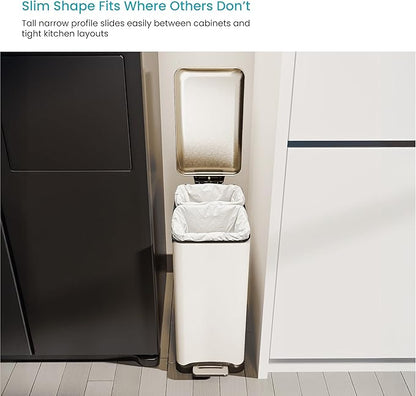 Home Zone Living 13 Gallon Slim Kitchen Trash Can - Image 4