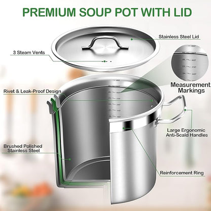 STOCKPOT 35 Quart Commercial Grade Large Stock Pot - Image 2