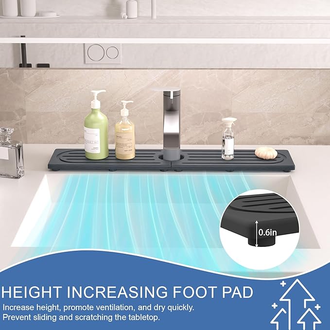 Fast Drying Kitchen Sink Splash Guard, Durable Stone Kitchen Faucet Mat - Image 9