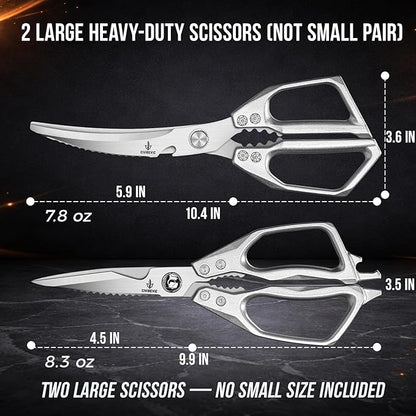 Heavy Duty Kitchen Shears for Bone Cutting, 2 Pack Ultra Sharp Poultry Scissors - Image 5