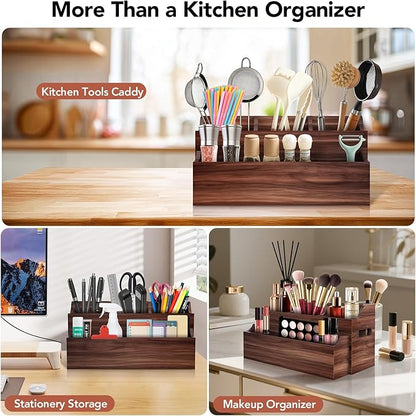 Wooden Kitchen Utensil Holder for Countertop, Large Utensil Organizer - Image 9