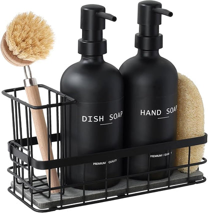 Dish Soap Dispenser for Kitchen, 16.9 fl oz Black Hand and Dish Soap Dispenser by RYTOXILOBrightenUpYourHome