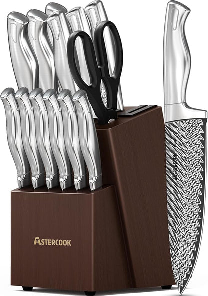 Knife Set, Astercook 15 Pieces Kitchen Knife Set by Astercook