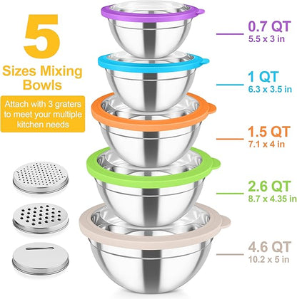 TeamFar Mixing Bowls, Stainless Steel Salad Serving Bowl - Image 2