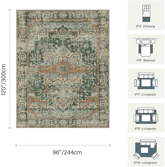 Rugxara 8x10 Area Rugs for Living Room Bedroom, Large Washable Rug, Non Slip & - Image 2