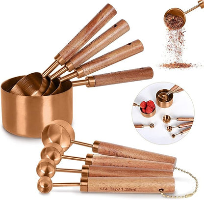 Collection 8 Piece Rose Gold Measuring Cups Set and Measuring Spoons by Prettyfine