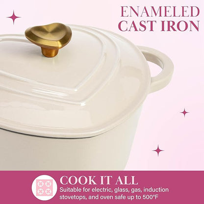 Paris Hilton Enameled Cast Iron Dutch Oven Heart-Shaped Pot - Image 3