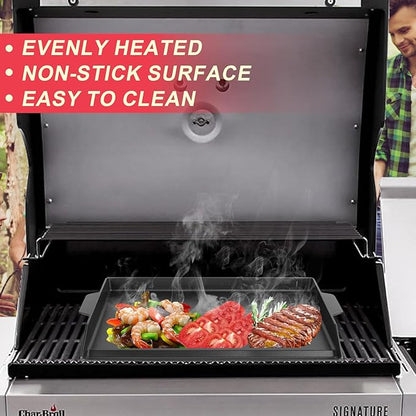 Universal Flat Top Griddle for Gas Grill, Gas Stove,Grill Flat Insert for Outdoor Grills, Stove-Top Griddles for 4 Burner Range Oven, 18.6" × 14" Large Nonstick Cast Iron Cooking Griddle