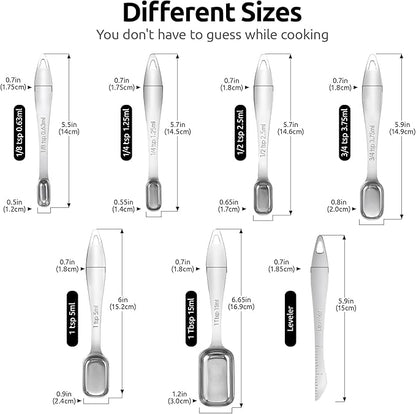 U-Taste Narrow Square Measuring Spoons: 18/8 Stainless Steel Kitchen Measure - Image 2