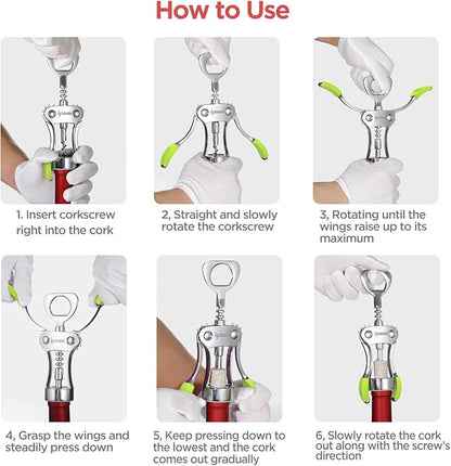 IPOW Wine Opener, Zinc Alloy Wine Bottle Opener, Wing Corkscrew Heavy Duty - Image 7