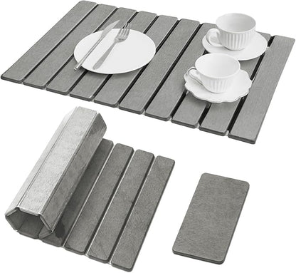 Large Stone Dish Drying Mat for Kitchen Counter, Quick Dry Stone Dishes Mats by Dropereum