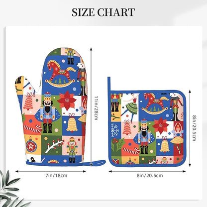 Christmas Nutcrackers Silicone Oven Mitts Pan Mats Set of 2, Heat Resistant - Image 3