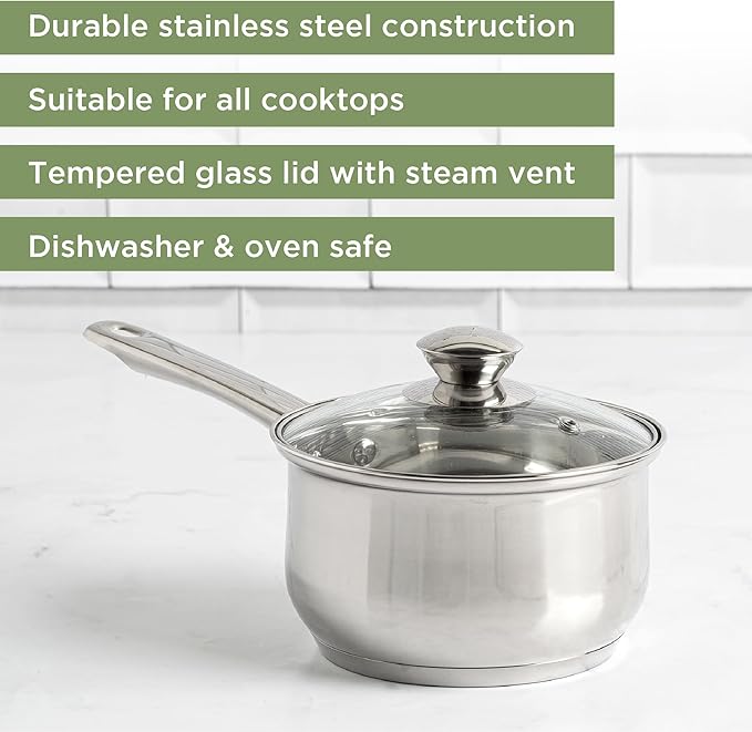 Ecolution Stainless Steel Sauce Pan, Encapsulated Induction Ready Cooking Pot - Image 2