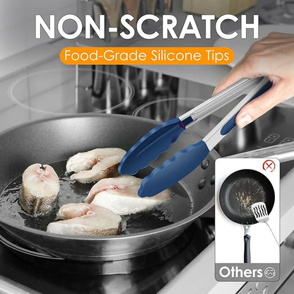 HOTEC Premium Stainless Steel Locking Kitchen Tongs - Image 3