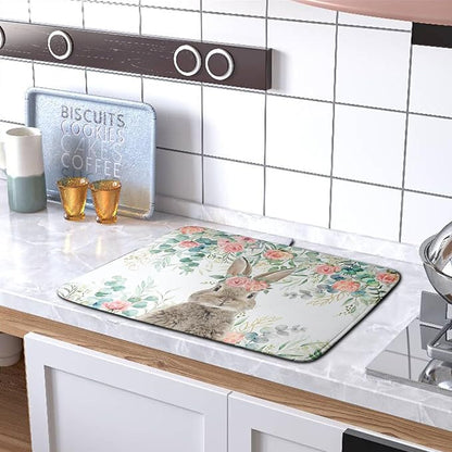 Easter Rabbit Dish Drying Mats for Kitchen Counter Easter Spring Watercolor - Image 5