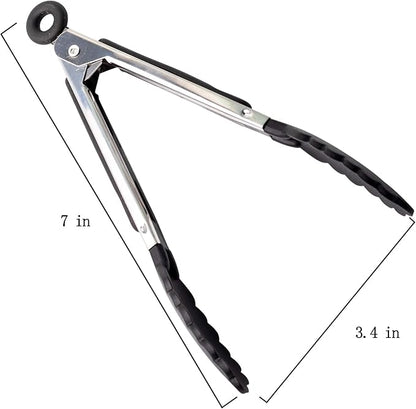 7 Pack Kitchen Tongs Set 7-Inch Color Mini Small Food Tongs - Image 4