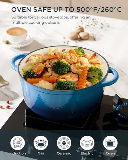 Enameled Cast Iron Dutch Oven - 6QT Pot - Heavy-Duty Cookware - Image 5
