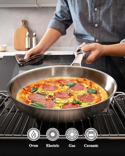 VocVoi Stainless Steel Pan, 12 Inch Frying Pan, PFOA & PTFE Free, Non Toxic - Image 3