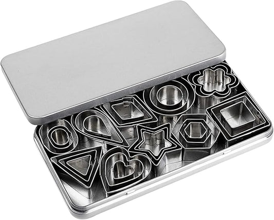 Mini Cookie Cutter Set, 30 Tiny Stainless Steel Cookie Stamps of Rectangle by GELIFATLE