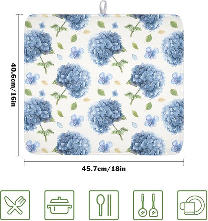 Spring Summer Hydrangea Dish Drying Mat - Image 2