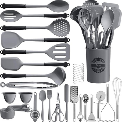 Kikcoin 43Pcs Large Kitchen Utensils Set by Kikcoin