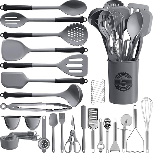 Kikcoin 43Pcs Large Kitchen Utensils Set by Kikcoin