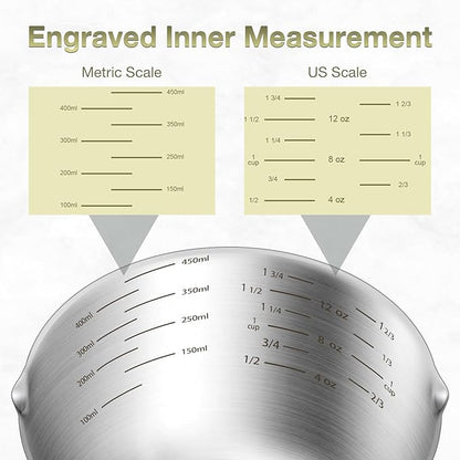 1PCS 2Cup Single Measuring Cup, Etched Inner Scale Stainless Steel Measure Scoop - Image 3
