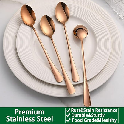 7.5 Inches Long Handle Coffee Stirring Spoons, Copper Stainless Steel Ice Cream - Image 5
