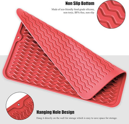 Silicone Dish Drying Mat, Non-Slip Easy Clean Sink Mat Large Heat-resistant - Image 4